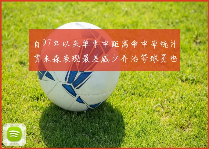 自97年以来单季中距离命中率统计贾米森表现最差威少乔治等球员也在榜上